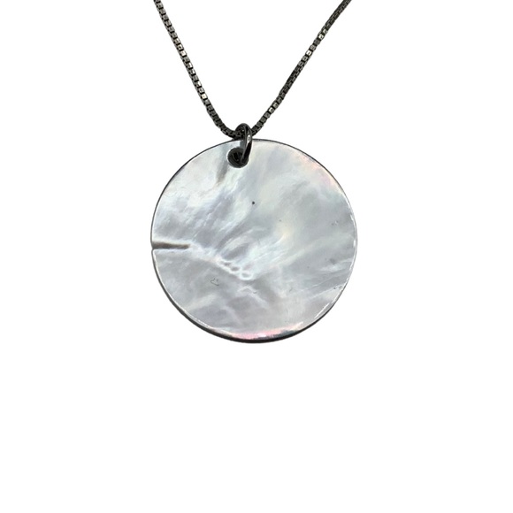 Jewelry - 925 Italy Sterling Silver Mother Of Pearl Pendant Necklace, 18”